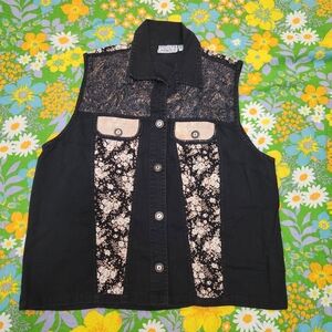 Shelly & Arnold Vintage 90s Floral Denim Vest